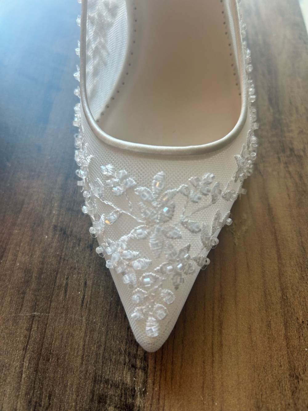 Bella Belle Bridal Ivory Lace Heel Pumps w/ Removable Ankle Strap (Easton style) - Picture 4 of 8